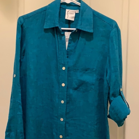 FINLEY 100% linen shirt dress. NWT - Picture 16 of 16